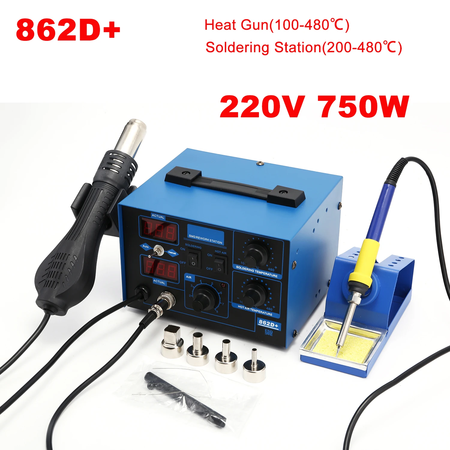 2 In 1 Soldering Rework Station 750W - 862D+ Soldeerstation 2-in-1 BGA Rework Station
