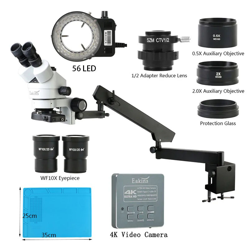 Simul-Focal Industrial Microscope 4K Hdmi - Simul Focal Industriële Trinoculaire Stereomicroscoop Type-c
