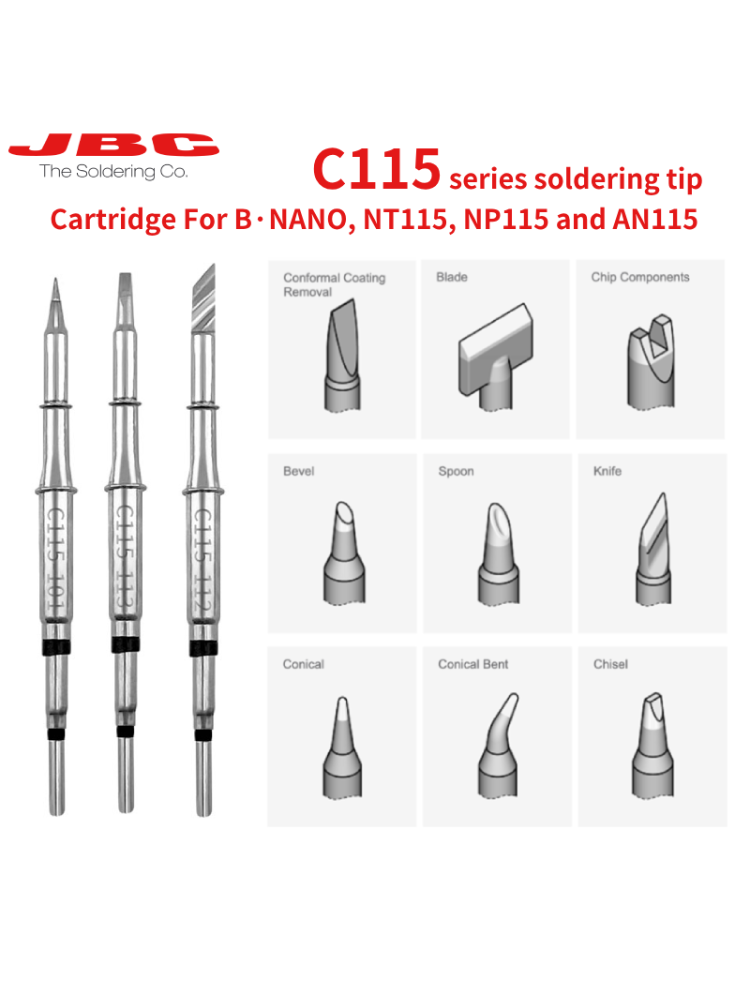 Originele JBC C115 Cartridges  - C115 Nano Soldering Iron Station recensie en prijs
