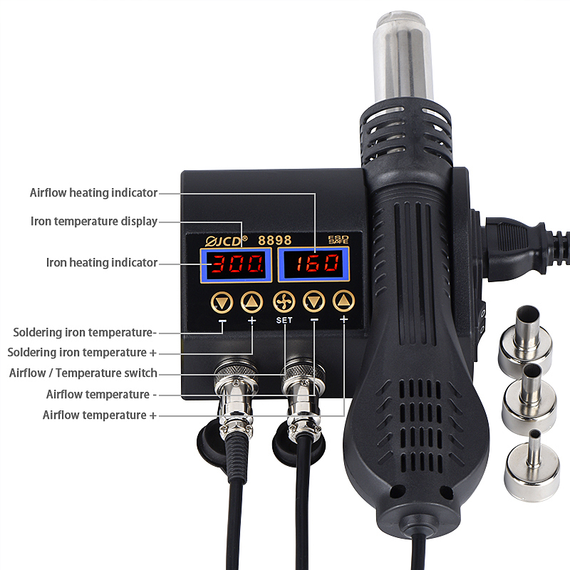 JCD 8898‑16 750W 2-in-1 LCD Di - 2 In 1 Soldering Rework Station 750W recensie en prijs