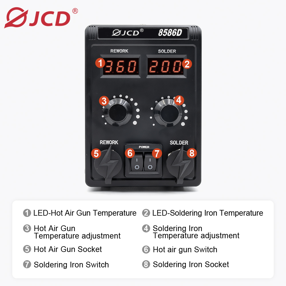 JCD 8586D 2-in-1 Soldeerstatio - 2 In 1 Soldering Rework Station 750W recensie en prijs